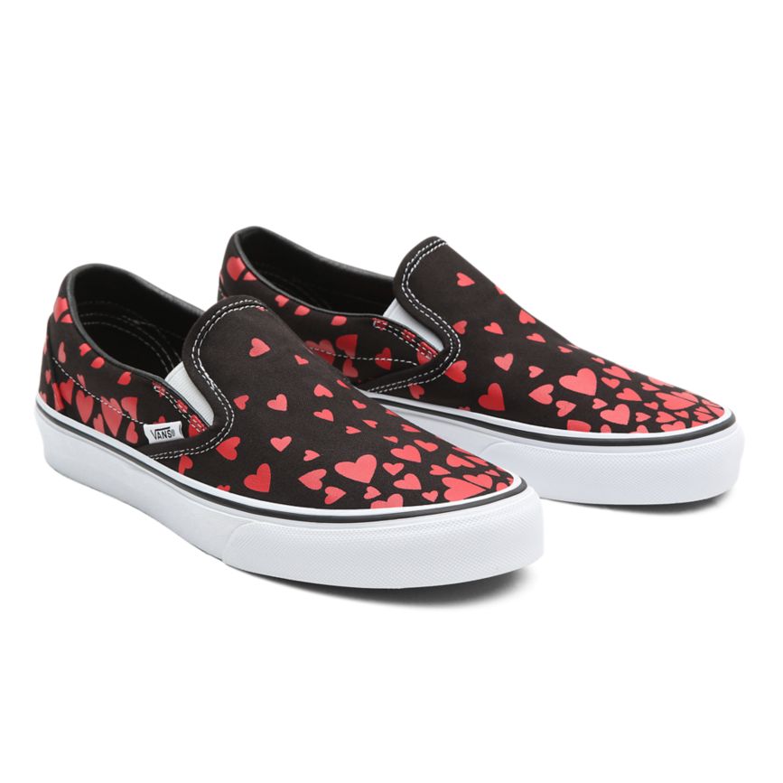 Women's Vans Valentines Hearts Classic Slip-On Shoes India Online - Black/Red [ZN3497652]